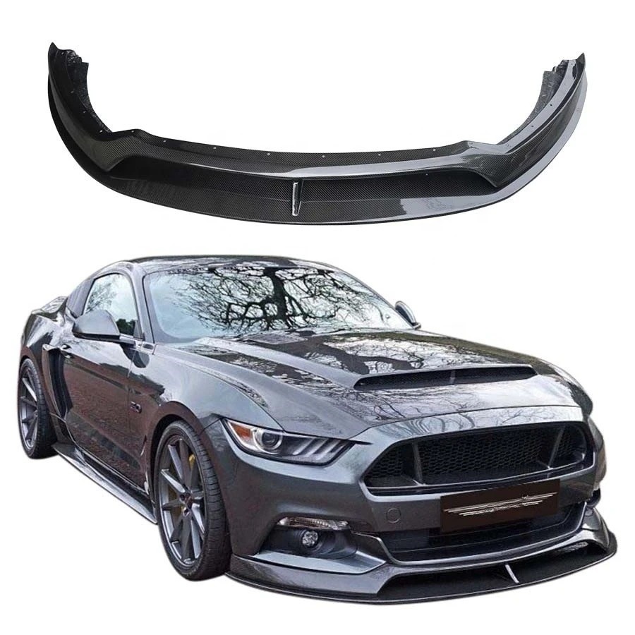 New Carbon Fiber Front Lip for  Mustang 2015-2017 AC Style Bumper Chin Splitter Body Kit Towing Hitch Cut-Outs 100%